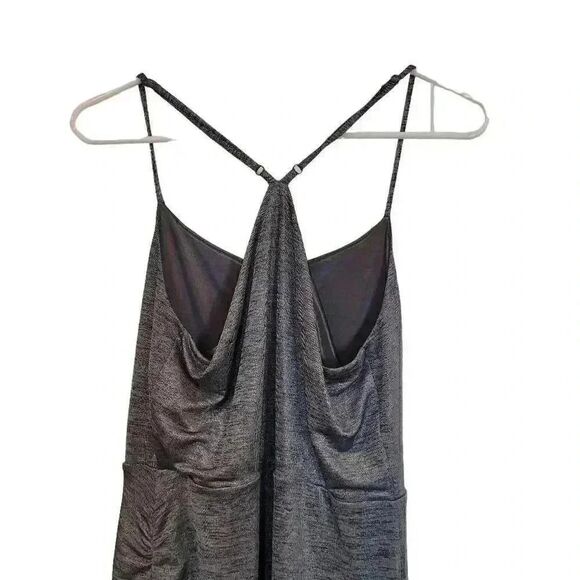 BCBGENERATION Women's Silver/Gray Poly/Spandex Cowl Neck Ruched Split Thigh Cami - Picture 9 of 14
